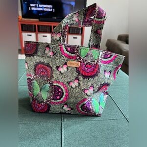 Consuela Vibrant Green and Pink Mini Tote